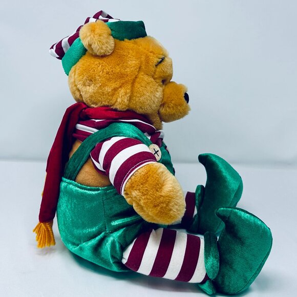 Disney Store Christmas Pooh Bear Dressed as Elf Plush Vintage Disney - Picture 4 of 13